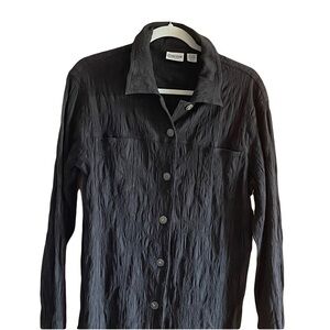 Chico’s women’s  Black Textured button down Shirt/jacket size large (12) Chico 2
